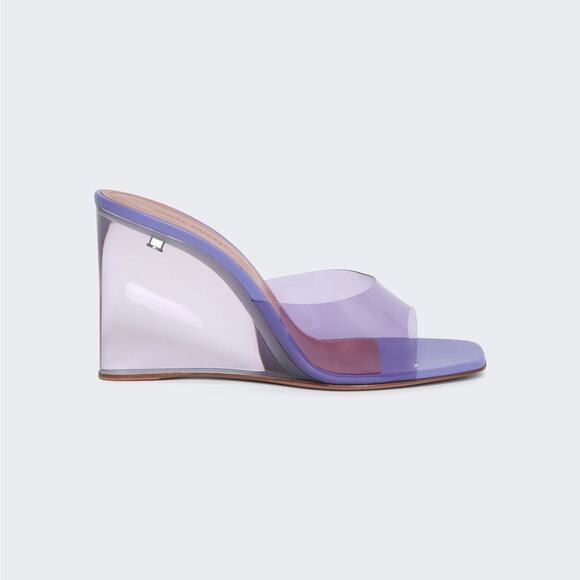 Amina Muaddi Lupita Glass Wedge Lilac 35.5 - Picture 2 of 9